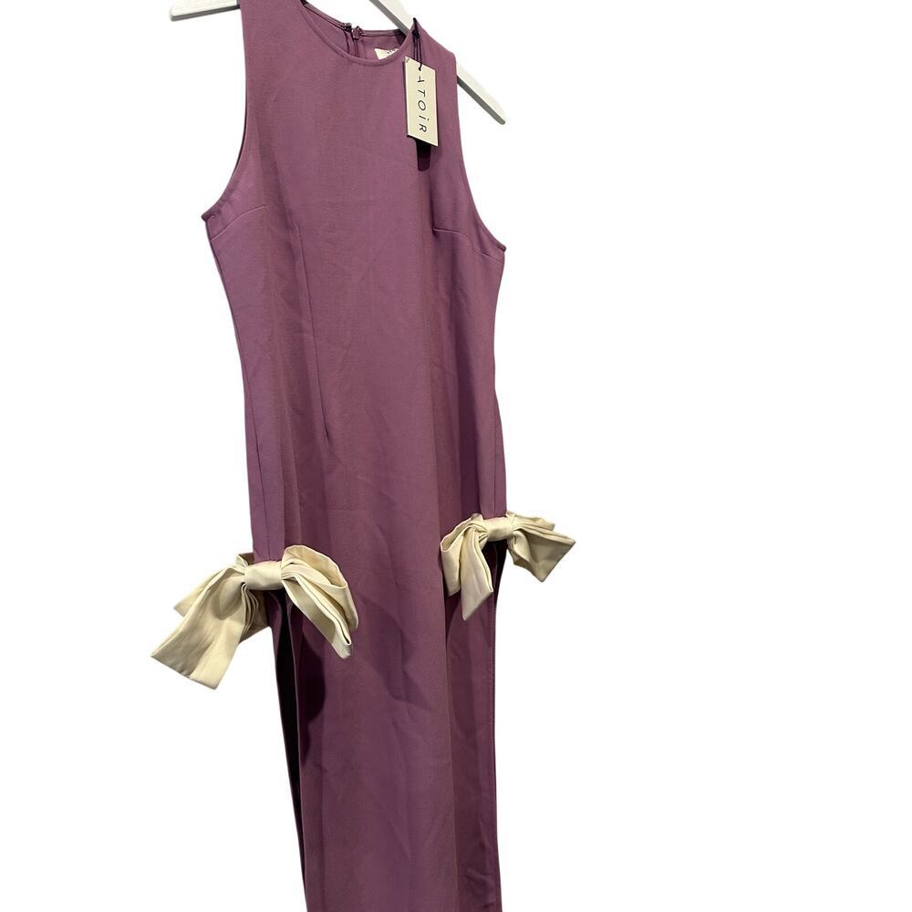 NEW REVOLVE Atoir Size 10 Purple White Cocktail Date Night Split Bow Maxi Dress - Picture 3 of 12